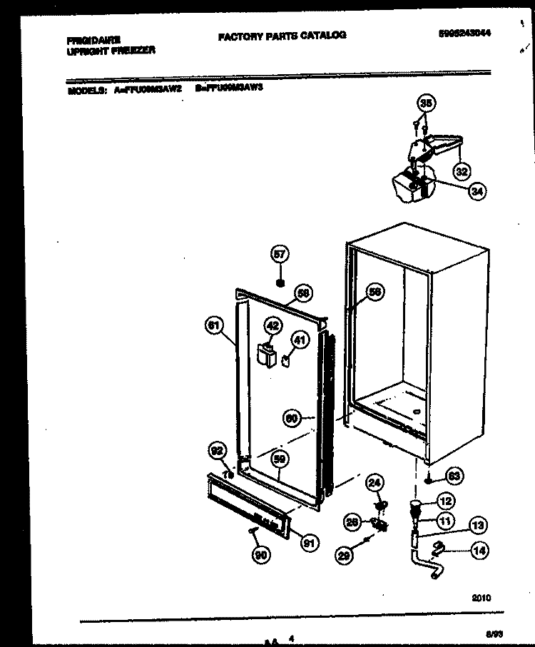 CABINET PARTS Diagram and Parts List for FFU09M3AW3  Frigidaire Freezer