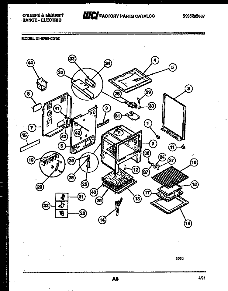 BODY PARTS Diagram and Parts List for 31-6759-23-02  Tappan Range