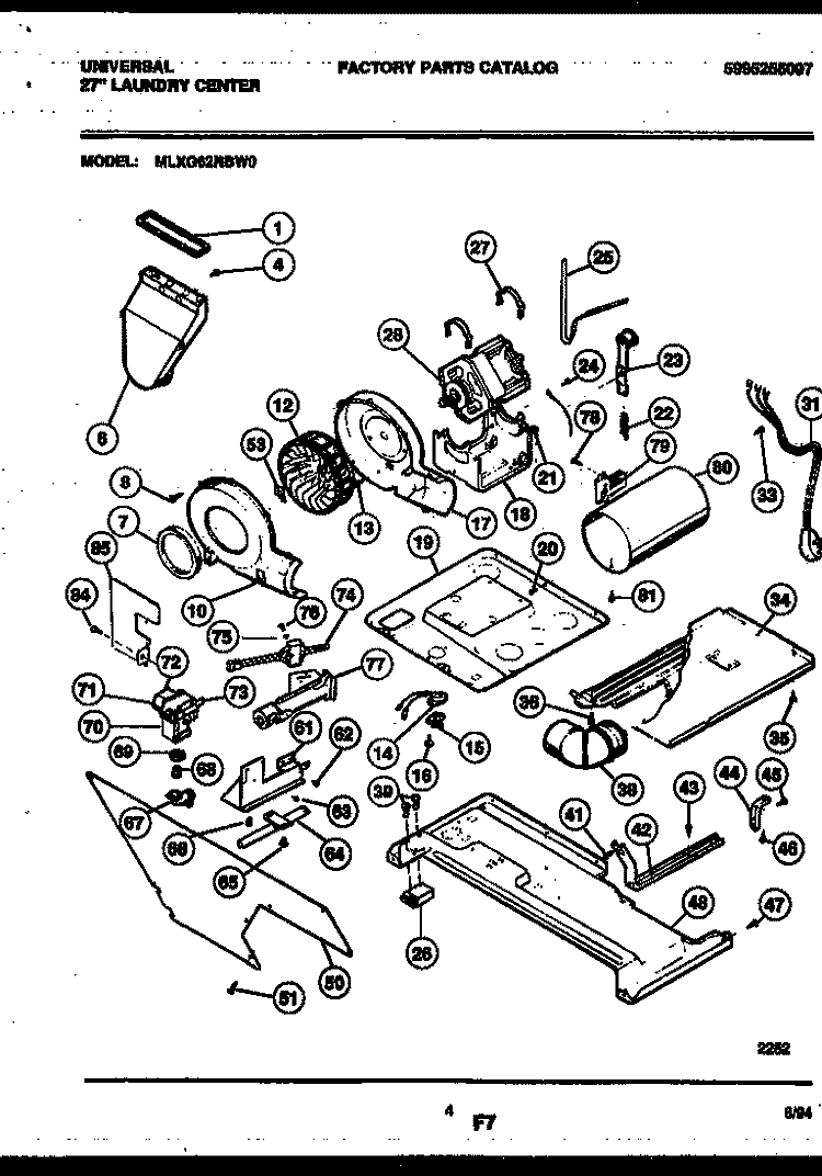 MOTOR, BLOWER AND IDLER ARM ASSEMBL Diagram and Parts List for MXLG62RBD0  Kelvinator Washer Dryer Combo