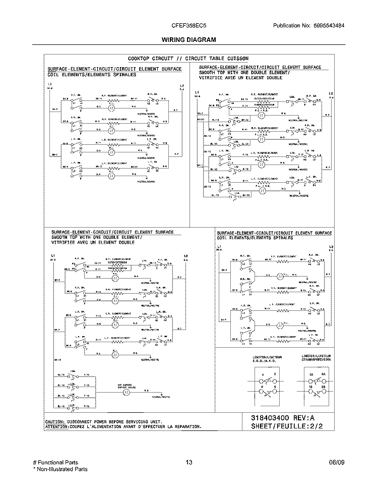 WIRING DIAGRAM Diagram and Parts List for CFEF358EC5  Frigidaire Range