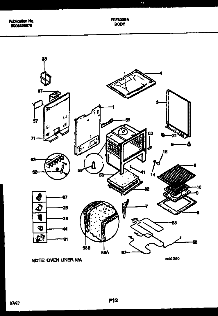 BODY PARTS Diagram and Parts List for FEF303BADA  Frigidaire Range