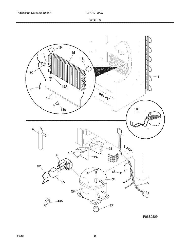 SYSTEM Diagram and Parts List for CFU17F3AW5  Uni Freezer
