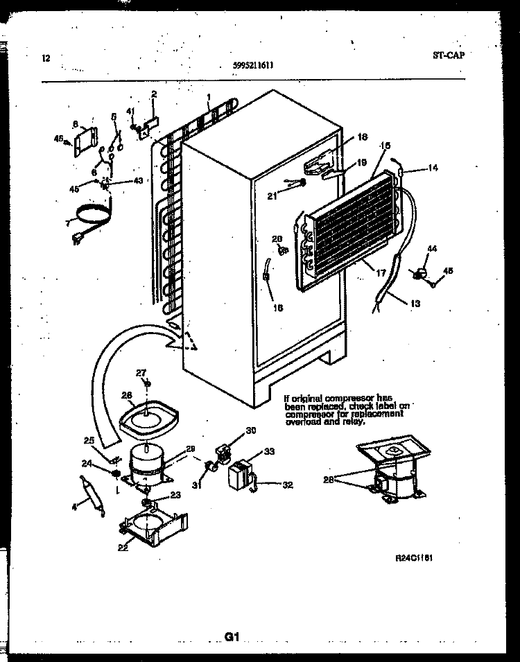 SYSTEM AND AUTOMATIC DEFROST PARTS Diagram and Parts List for RT216PLD0  Frigidaire Refrigerator