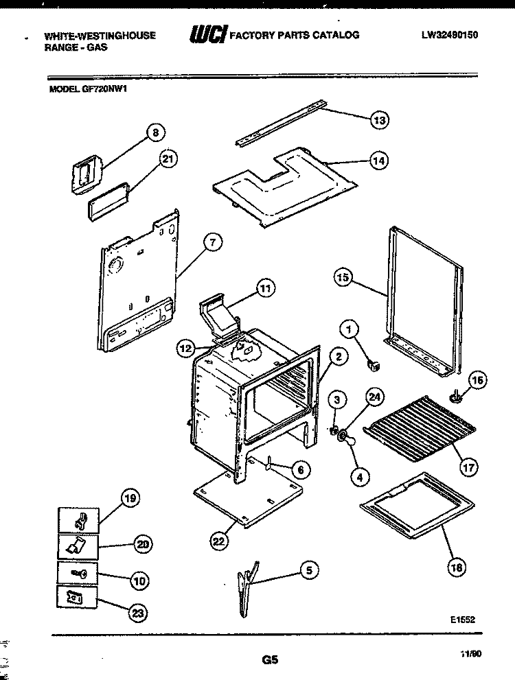 BODY PARTS Diagram and Parts List for GF720NW1  Frigidaire Range