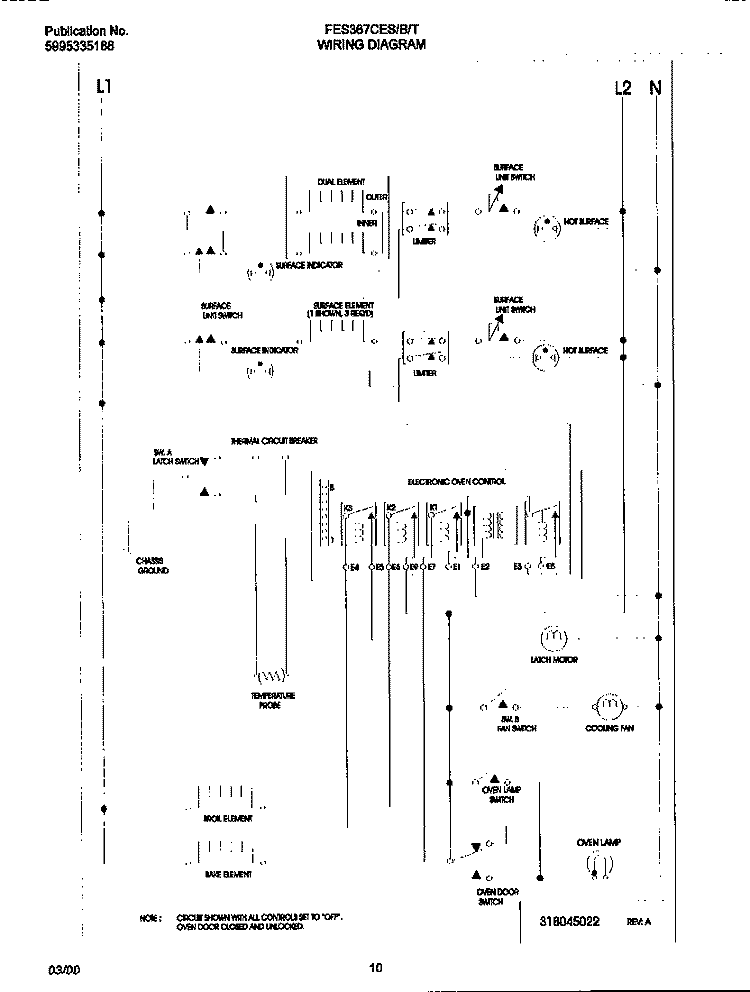 WIRING DIAGRAM Diagram and Parts List for FES367CETD  Frigidaire Range