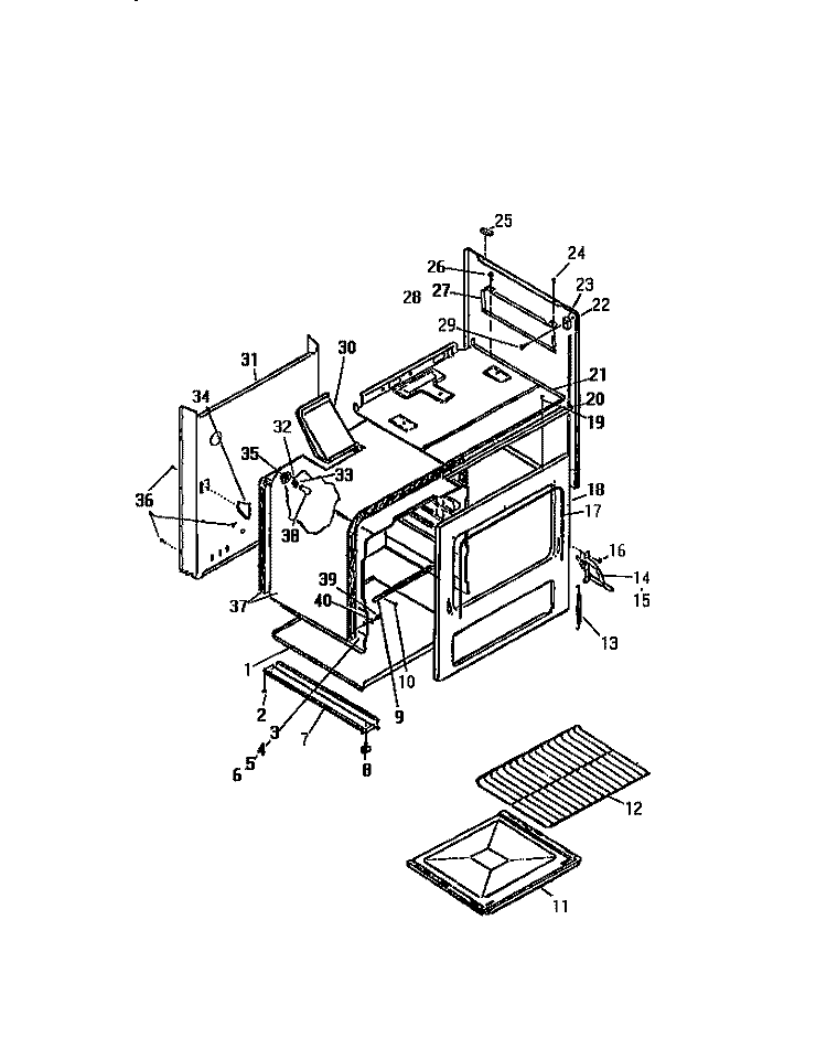 BODY, SIDE PANELS Diagram and Parts List for GF420HXW3  Frigidaire Wall Oven