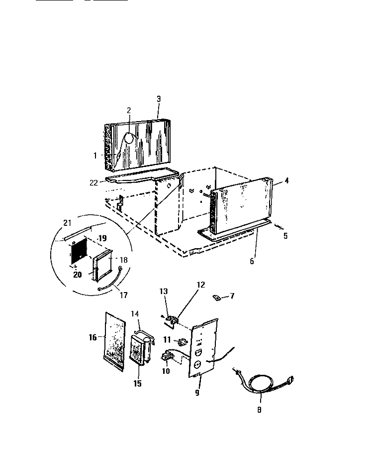 CONTROL PARTS Diagram and Parts List for AS227K2K1  Frigidaire Air Conditioner