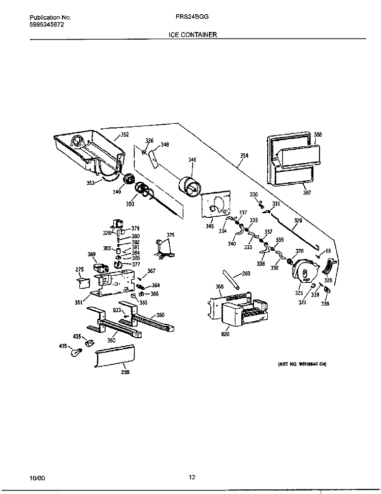 ICE CONTAINER Diagram and Parts List for FRS24BGGW9  Frigidaire Refrigerator