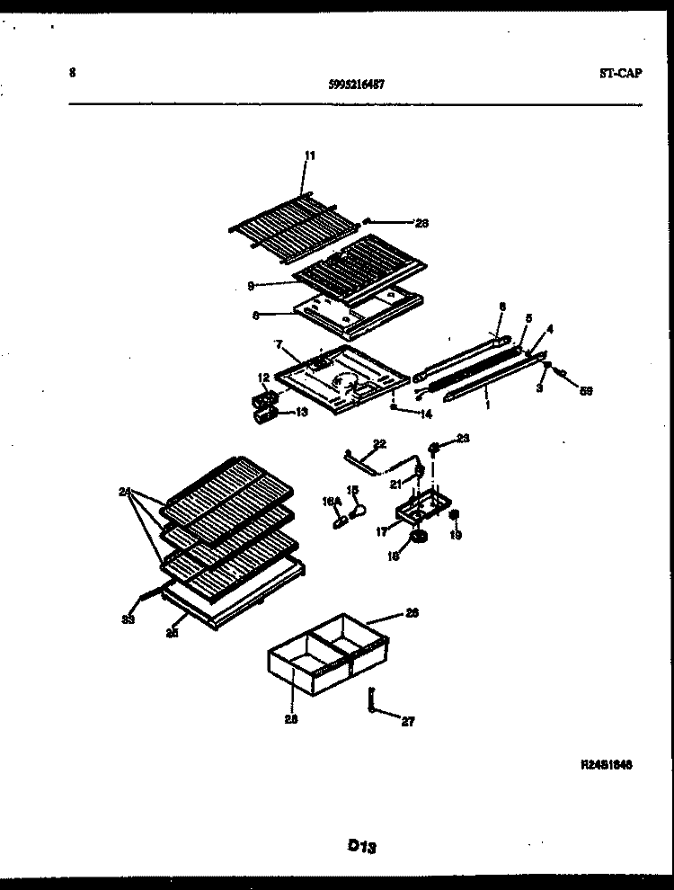 SHELVES AND SUPPORTS Diagram and Parts List for RT19F8WX3C  Gibson Refrigerator