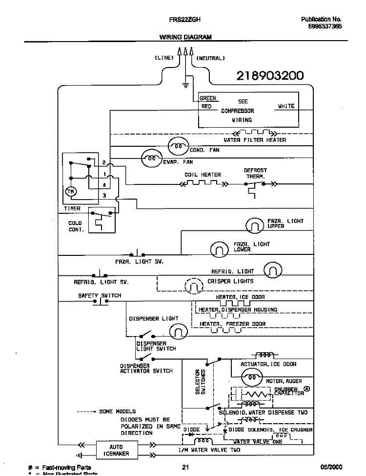WIRING DIAGRAM Diagram and Parts List for FRS22ZGHD4  Frigidaire Refrigerator
