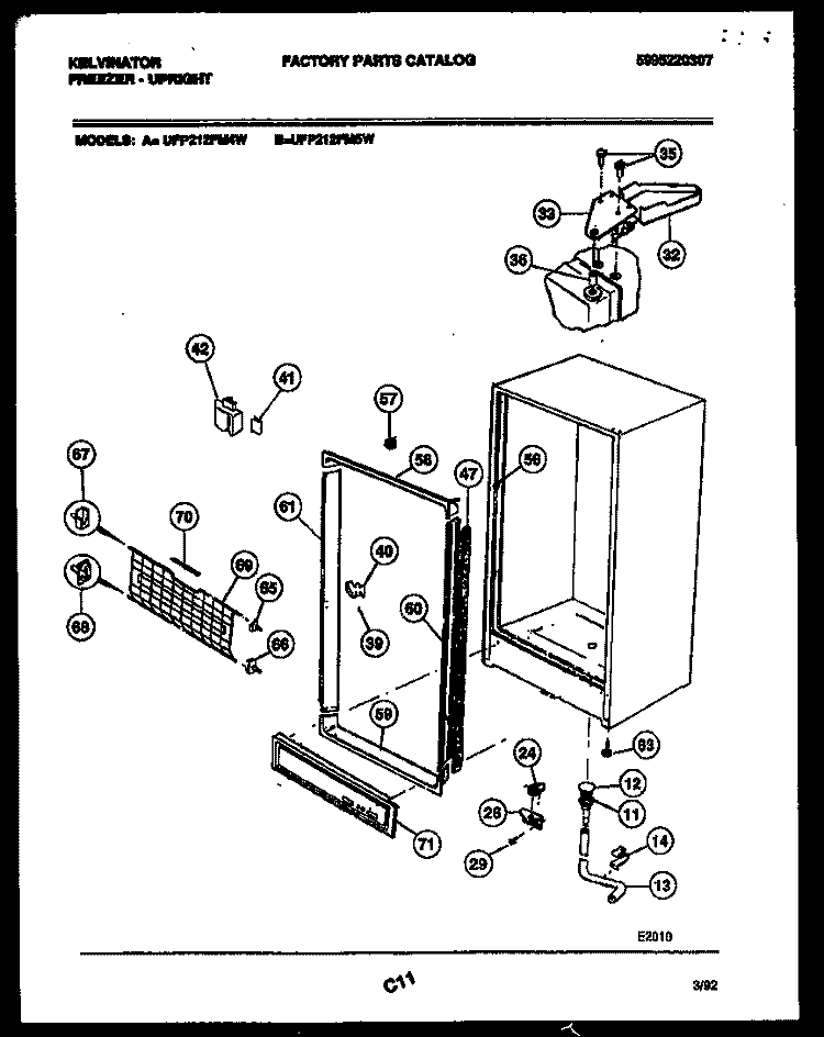CABINET PARTS Diagram and Parts List for UFP212FM5W  Kelvinator Freezer