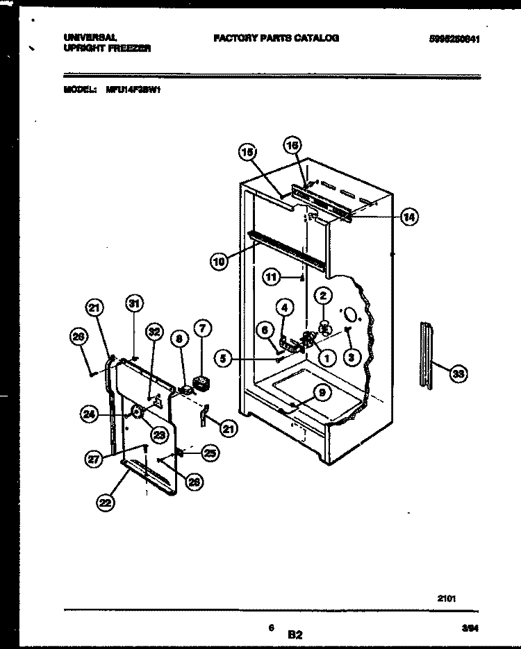INTERIOR PARTS Diagram and Parts List for MFU14F3BW1  Frigidaire Freezer