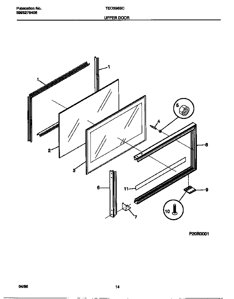 UPPER DOOR Diagram and Parts List for TEO356BCWA  Tappan Range