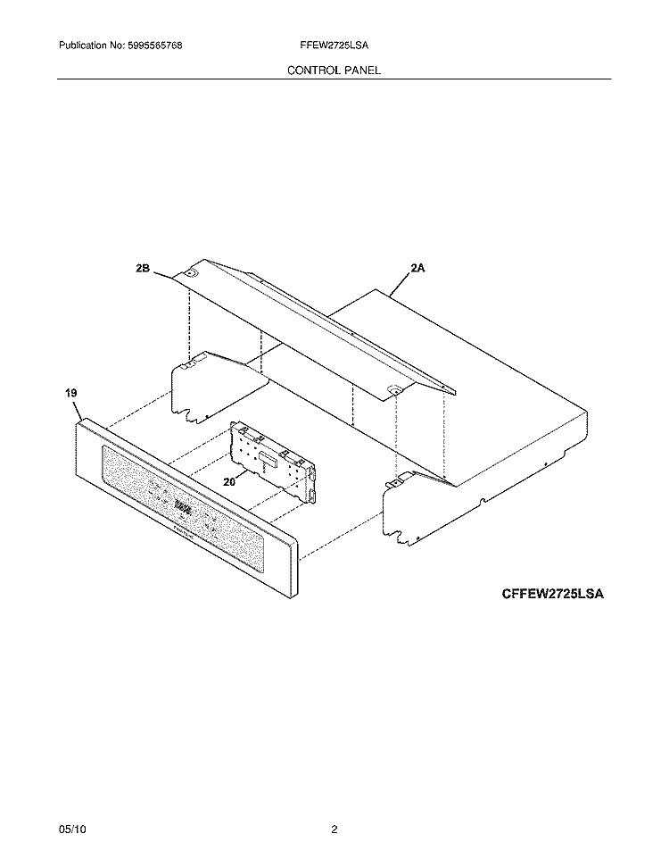 CONTROL PANEL Diagram and Parts List for FFEW2725LSA  Frigidaire Wall Oven