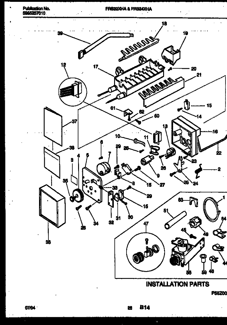 ICE MAKER AND INSTALLATION PARTS Diagram and Parts List for FRS24XHAB1  Frigidaire Refrigerator