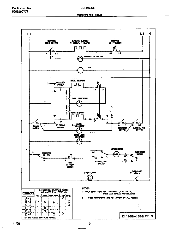 WIRING DIAGRAM Diagram and Parts List for FES353CCDG  Frigidaire Range