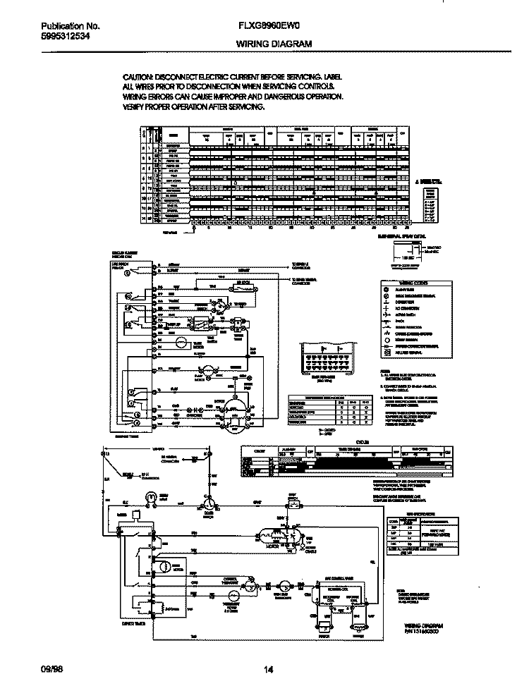 WIRING DIAGRAM Diagram and Parts List for FLXG8960EW0  Frigidaire Washer Dryer Combo