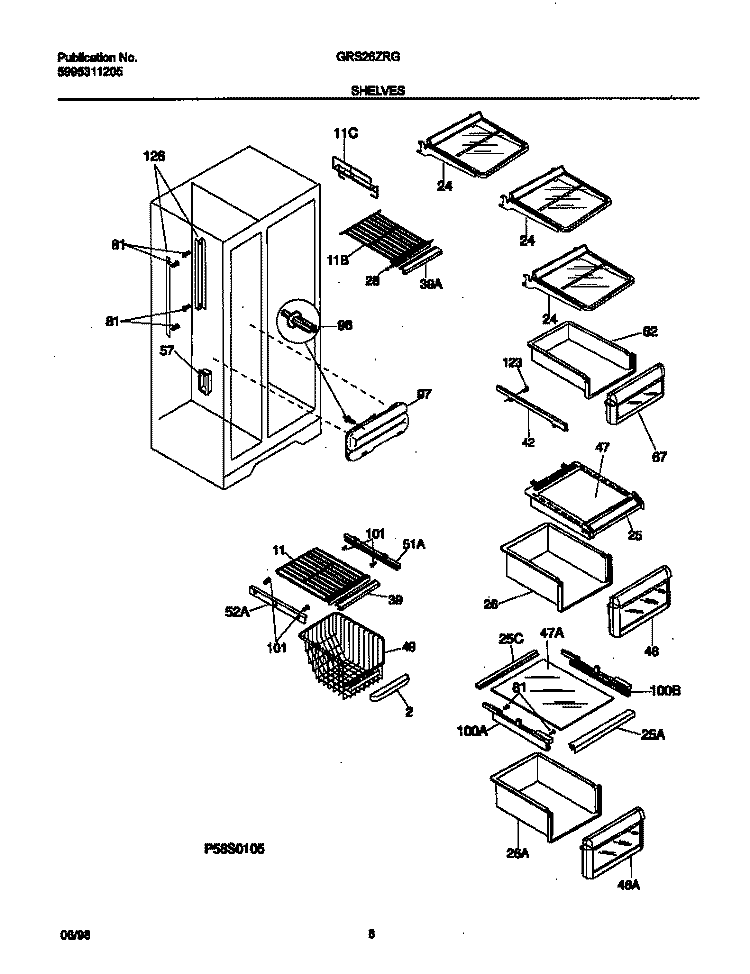 SHELVES Diagram and Parts List for GRS26ZRGD1  Gibson Refrigerator