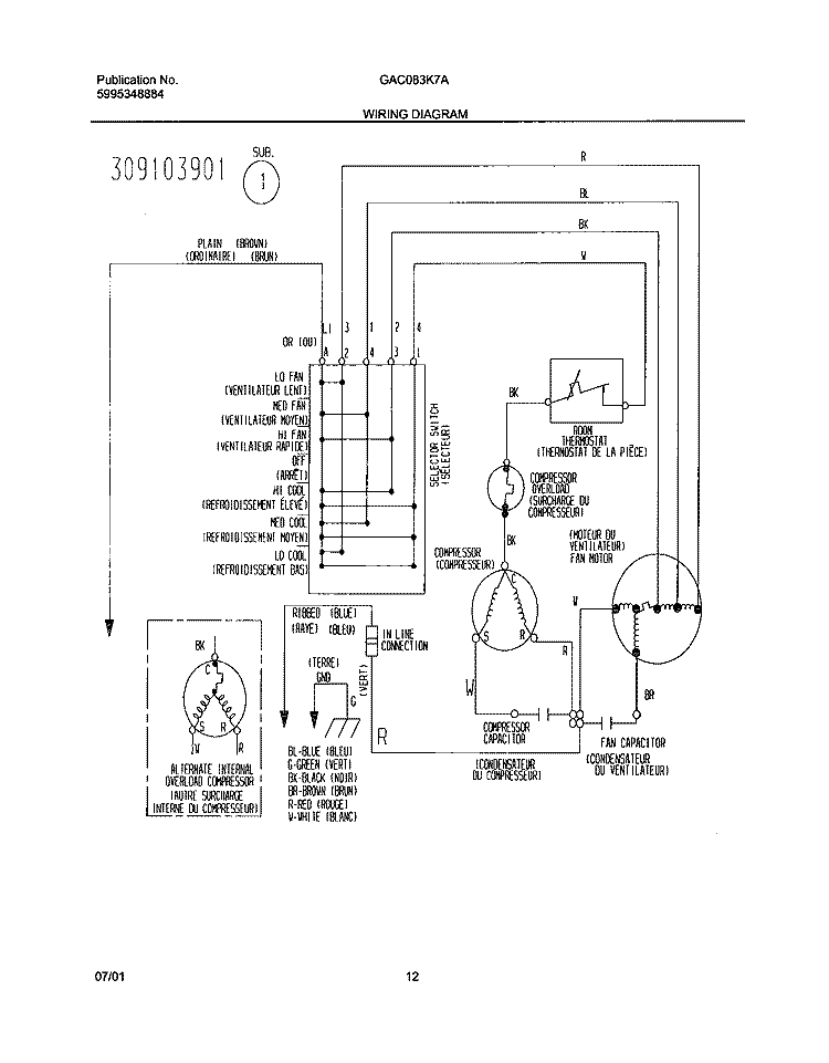 WIRING DIAGRAM Diagram and Parts List for GAC083K7A1  Gibson Air Conditioner