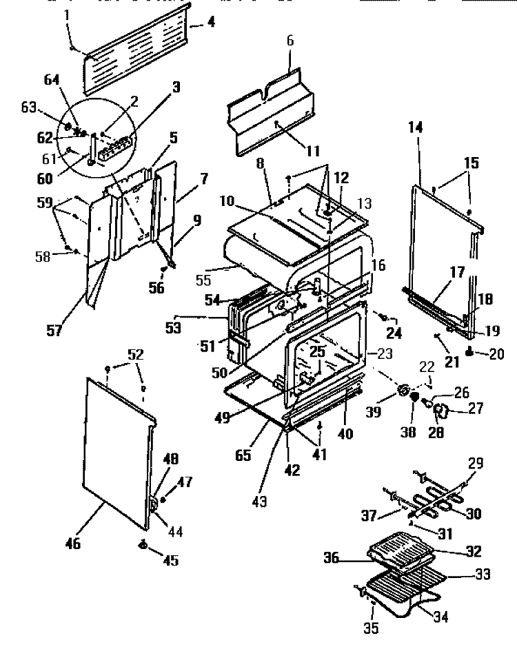 BODY, SIDE PANELS Diagram and Parts List for KF440GDH2  Frigidaire Range
