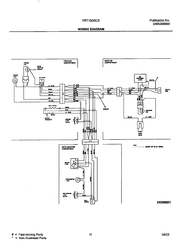 WIRING DIAGRAM Diagram and Parts List for FRT15G5CSB0  Frigidaire Refrigerator