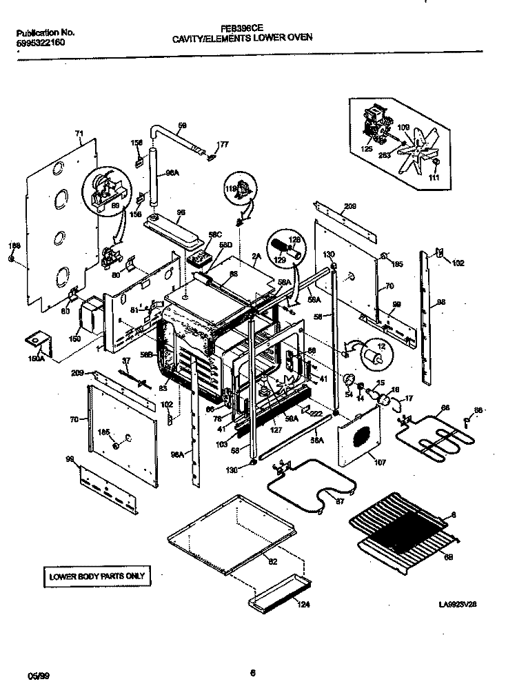 LOWER BODY Diagram and Parts List for FEB398CEBC  Frigidaire Wall Oven