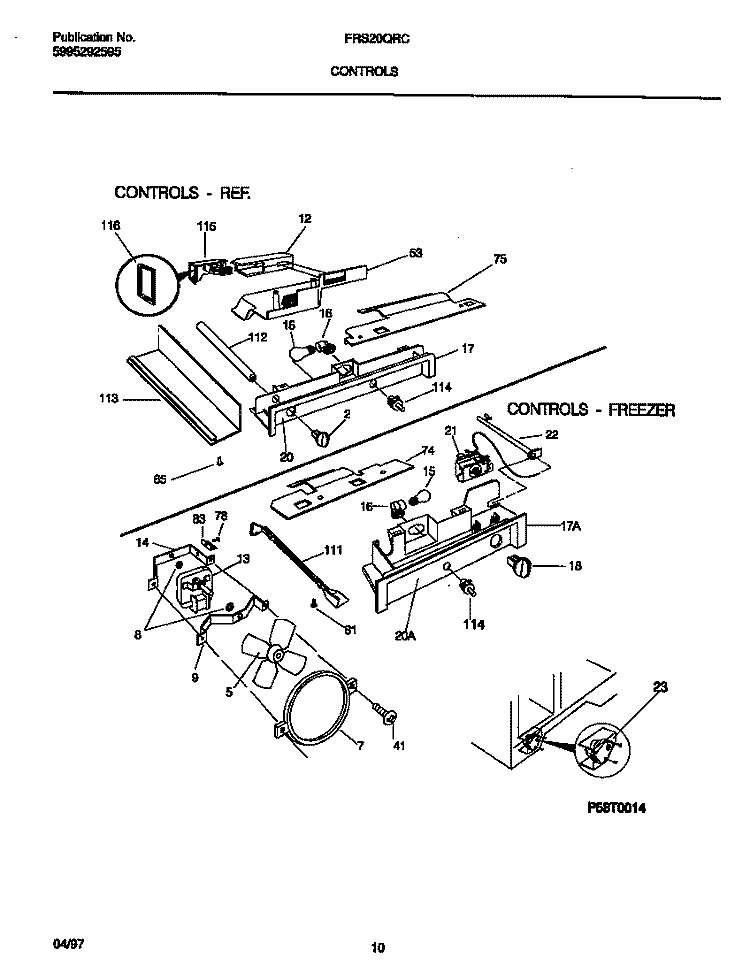 CONTROLS Diagram and Parts List for FRS20QRCW3  Frigidaire Refrigerator