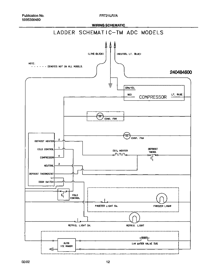 WIRING SCHEMATIC Diagram and Parts List for FRT21LR7AQ4  Frigidaire Refrigerator