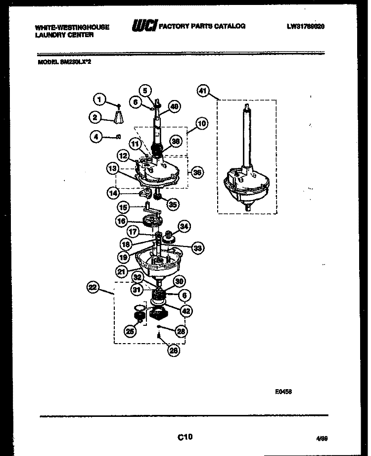 TRANSMISSION PARTS Diagram and Parts List for SM230LXW2  Frigidaire Washer