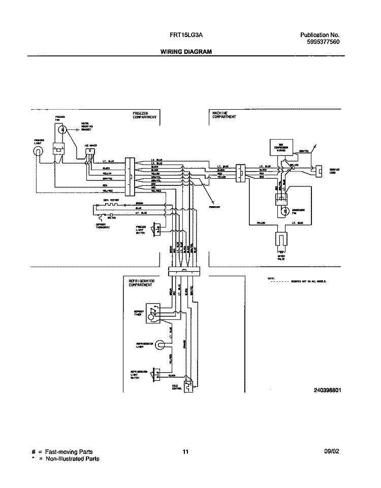 WIRING DIAGRAM Diagram and Parts List for FRT15LG3AQ1  Frigidaire Refrigerator