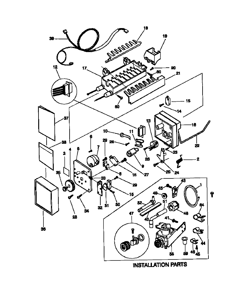 ICE MAKER Diagram and Parts List for WRT18TRCD0  Frigidaire Refrigerator