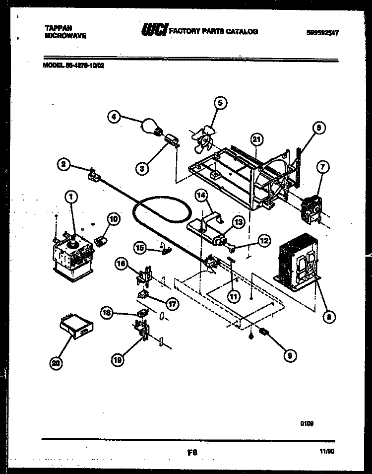 POWER CONTROL Diagram and Parts List for 56-4278-10-02  Tappan Microwave