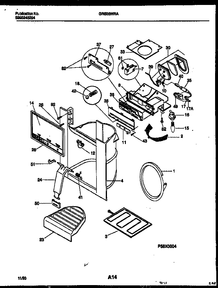 ICE DOOR, DISPENSER AND WATER TANK Diagram and Parts List for GRS26WRAW0  Gibson Refrigerator