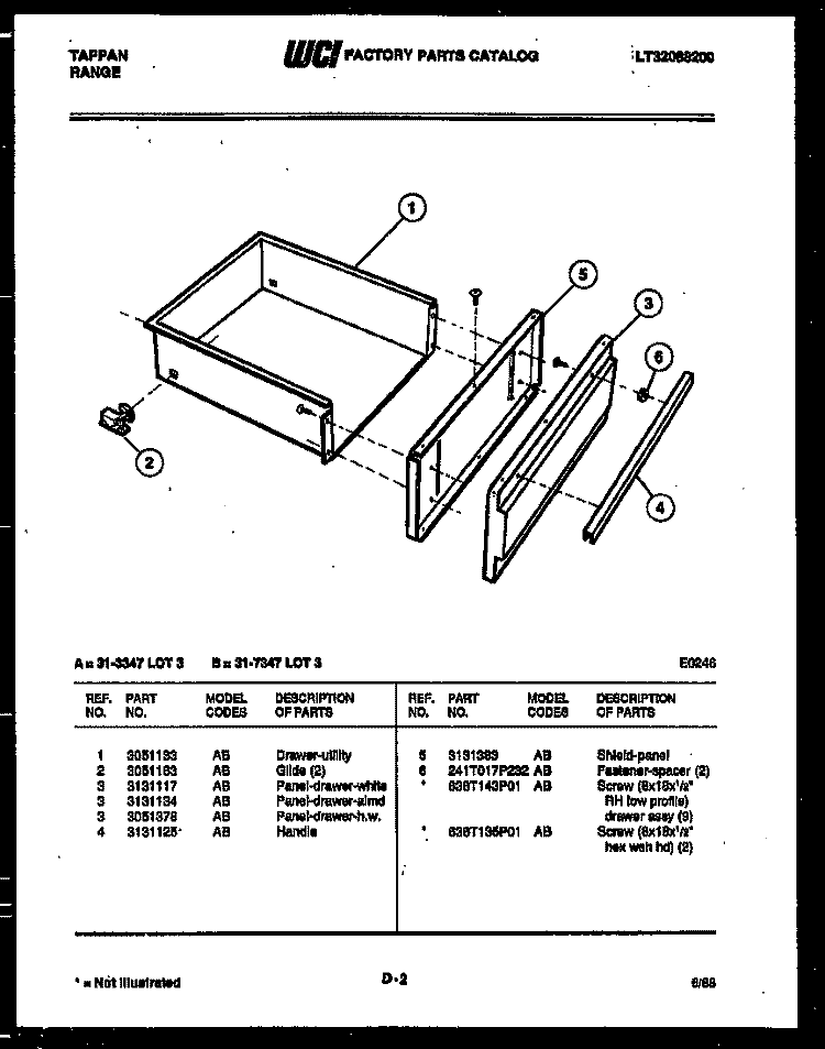 BODY PARTS Diagram and Parts List for 31-2537-23-03  Tappan Range