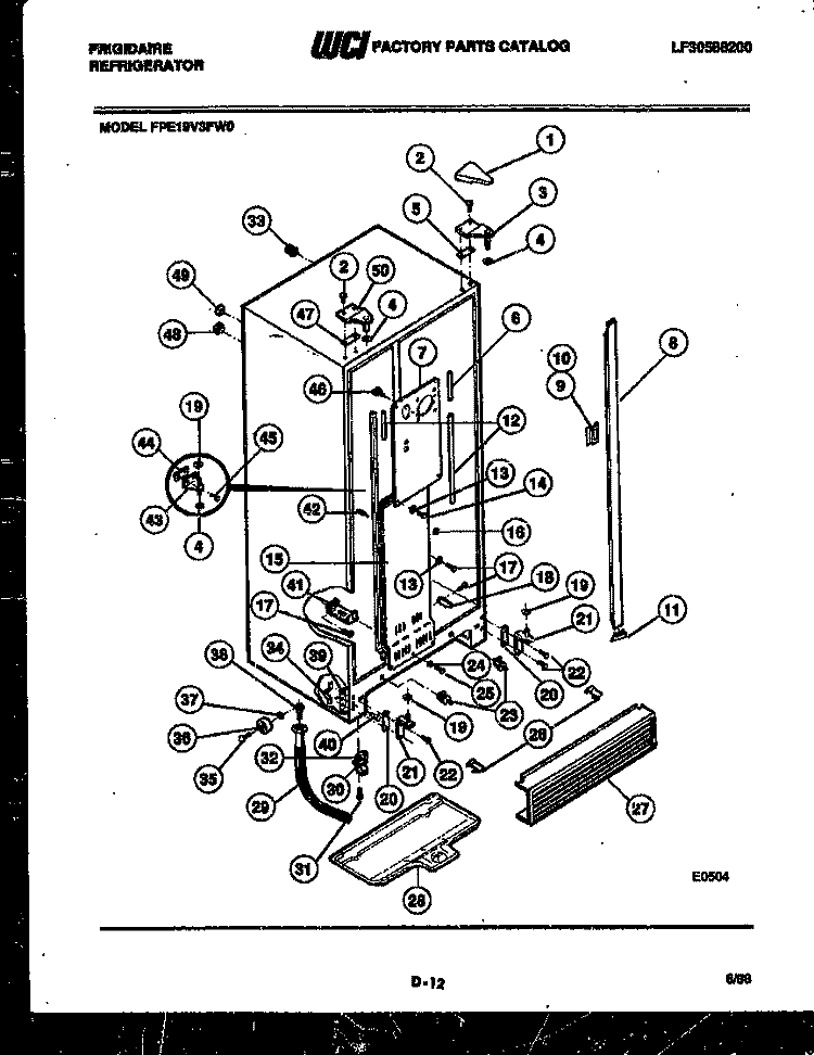 CABINET PARTS Diagram and Parts List for FPE19V3FA0  Frigidaire Refrigerator