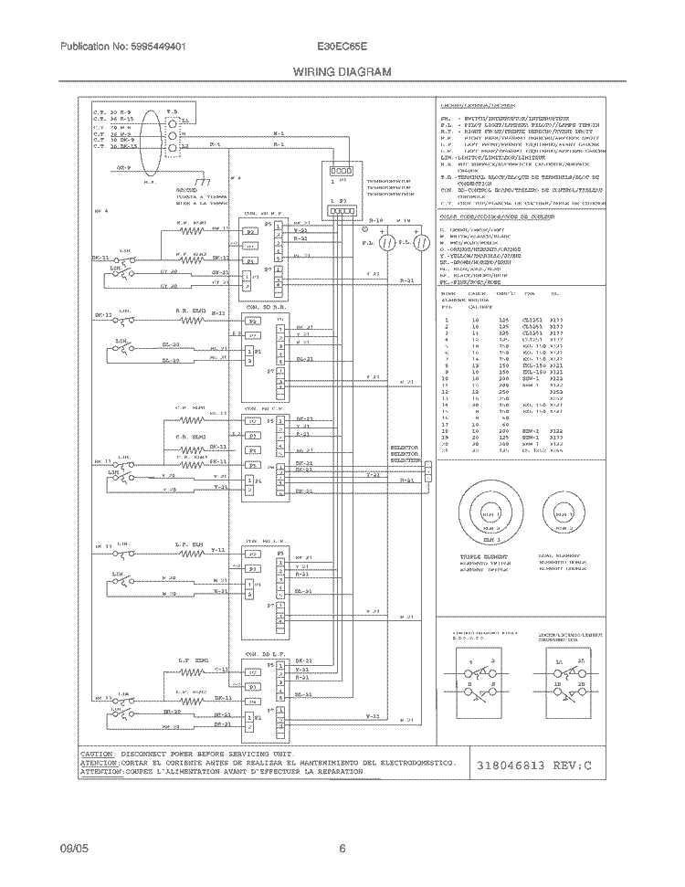 WIRING DIAGRAM Diagram and Parts List for E30EC65ESS2  Electrolux Cooktop