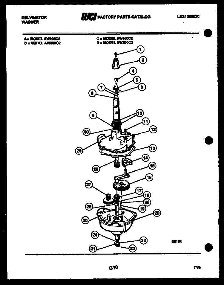 TRANSMISSION PARTS Diagram and Parts List for AW300C2W  Kelvinator Washer