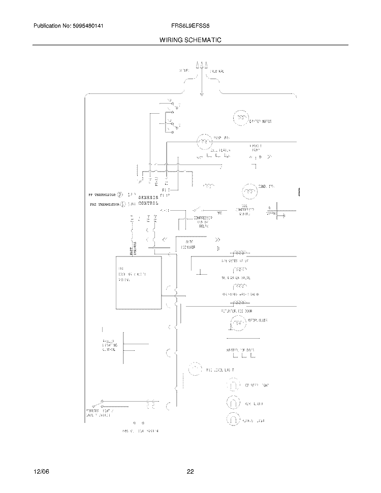WIRING SCHEMATIC Diagram and Parts List for FRS6L9EFSS5  Frigidaire Refrigerator