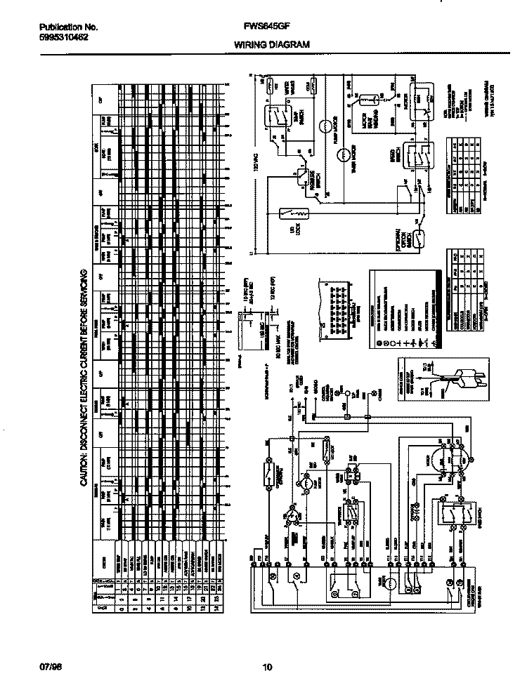 WIRING DIAGRAM Diagram and Parts List for FWS645GFT1  Frigidaire Washer