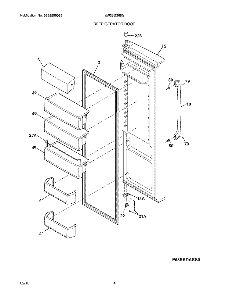 REFRIGERATOR DOOR Diagram and Parts List for EW26SS65GS2  Electrolux Refrigerator