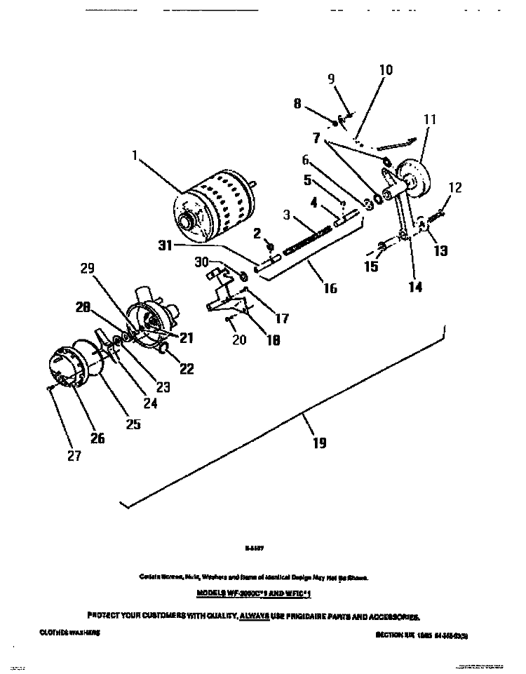 PUMP, MOTOR Diagram and Parts List for WF2000CW1  Frigidaire Washer