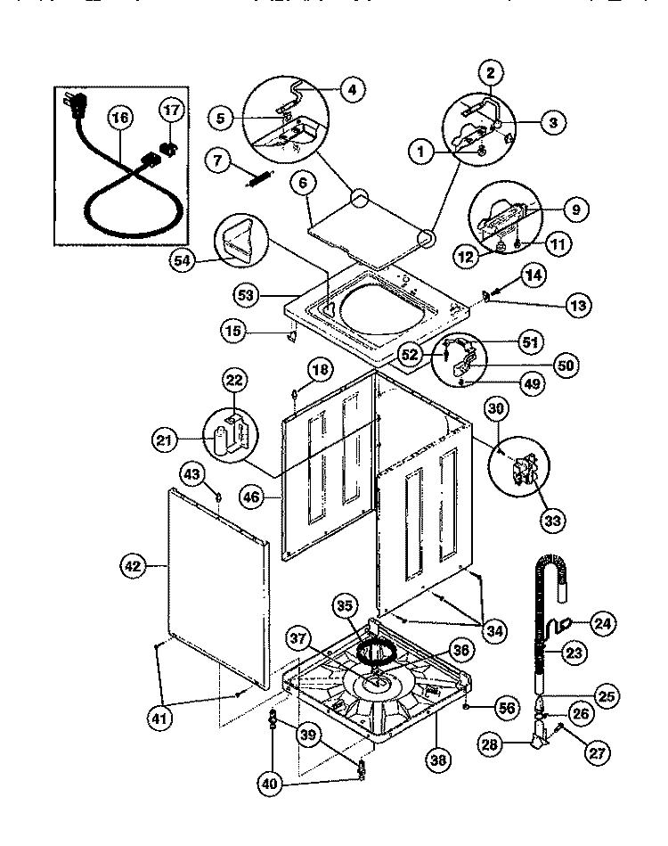 CABINET & TOP Diagram and Parts List for GWX435RBW1  Gibson Washer