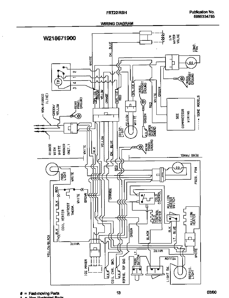 WIRING DIAGRAM Diagram and Parts List for FRT22IRSHB2  Frigidaire Refrigerator