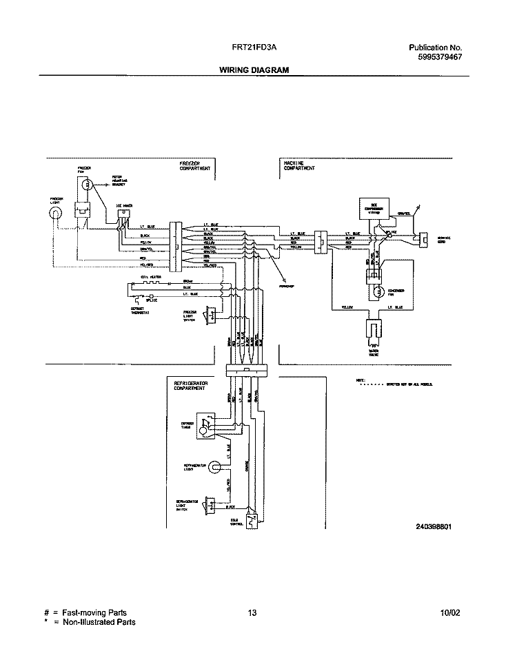 WIRING DIAGRAM Diagram and Parts List for FRT21FD3AT5  Frigidaire Refrigerator