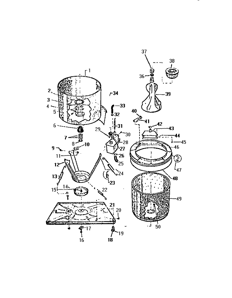 TUBS, BASE Diagram and Parts List for AWL210S3D  Kelvinator Washer