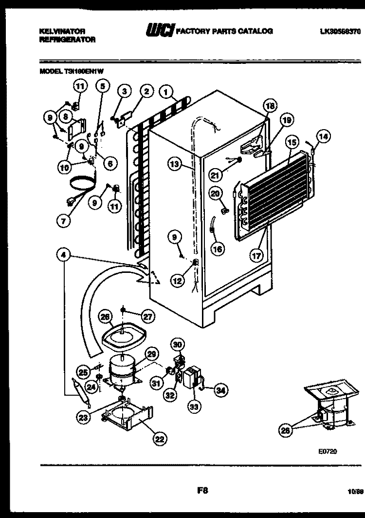 SYSTEM AND AUTOMATIC DEFROST PARTS Diagram and Parts List for TSI180EN1F  Kelvinator Refrigerator