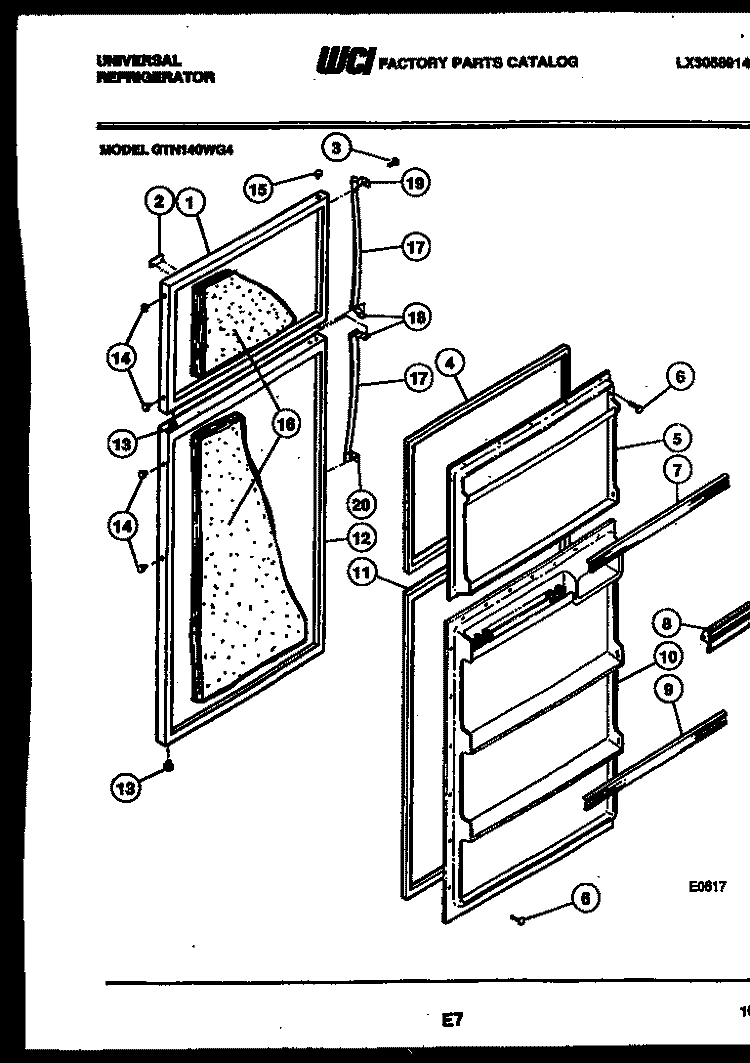 DOOR PARTS Diagram and Parts List for GTN140AH4  Frigidaire Refrigerator