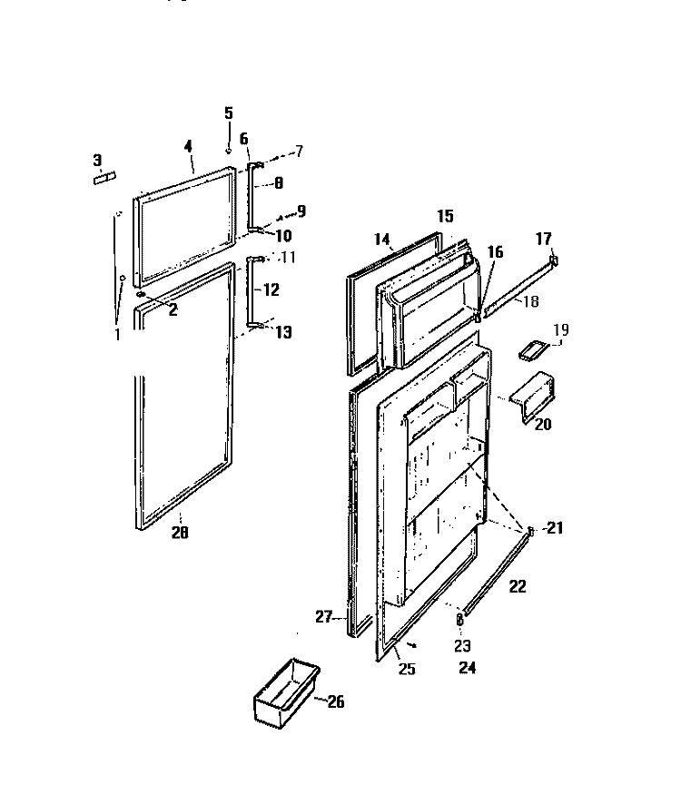 DOOR Diagram and Parts List for RT193GCD2  Frigidaire Refrigerator