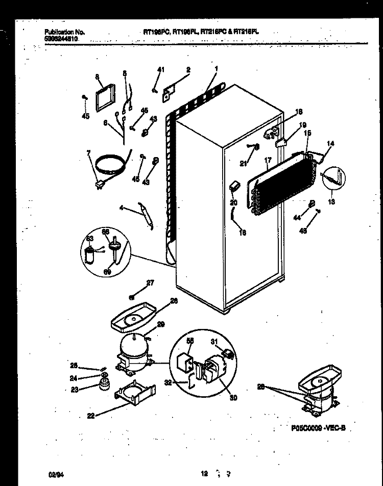SYSTEM AND AUTOMATIC DEFROST PARTS Diagram and Parts List for RT216PCD1  Frigidaire Refrigerator