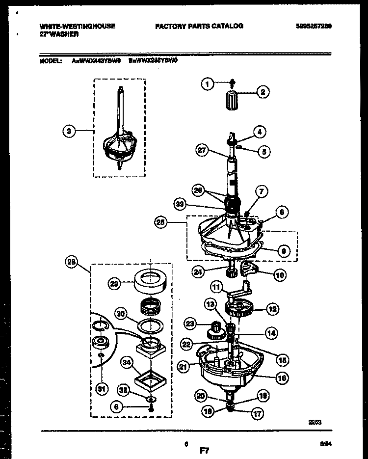 TRANSMISSION PARTS Diagram and Parts List for WWX233YBD0  Frigidaire Washer